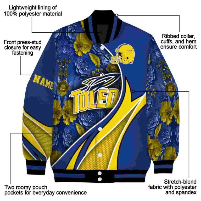 personalized toledo rockets floral print blue jacket new arrival jacketwow