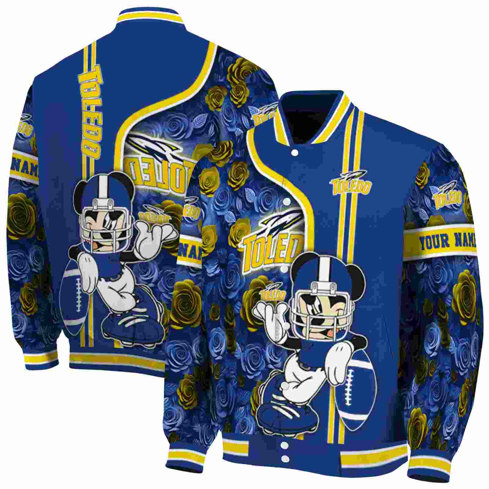 personalized toledo rockets rose mickey blue jacket fashion forward jacketwow personalized toledo rockets rose mickey blue jacket fashion forward jacketwow