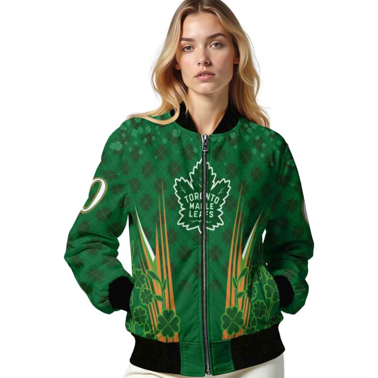 personalized toronto maple leafs shamrock pattern green jacket latest model jacketwow