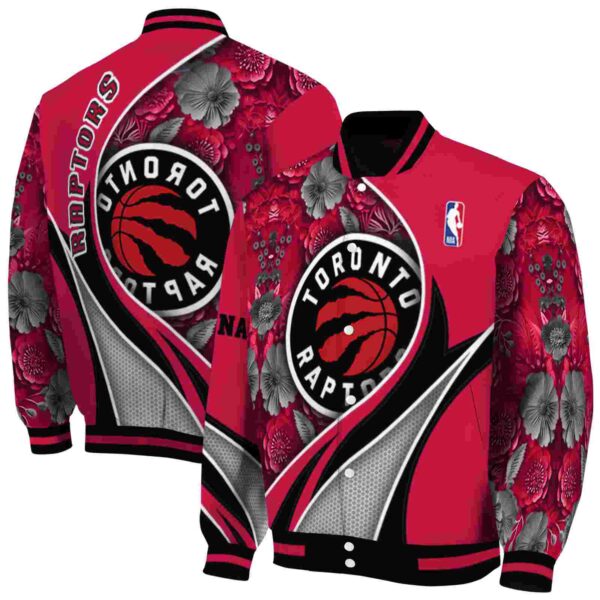 personalized toronto raptors floral print red jacket fashion forward jacketwow