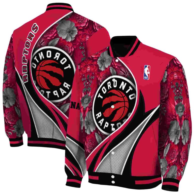 personalized toronto raptors floral print red jacket fashion forward jacketwow