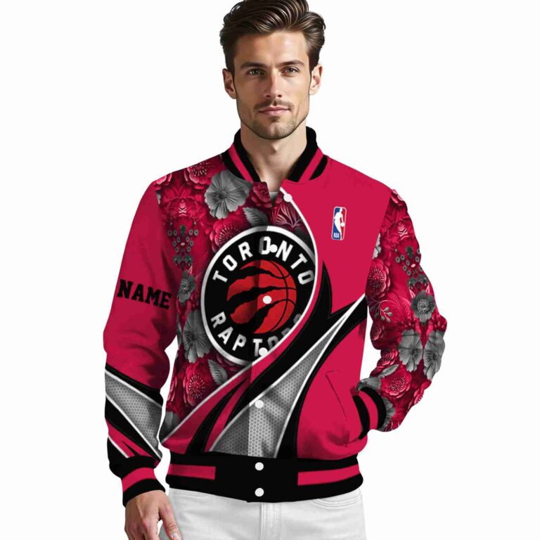 personalized toronto raptors floral print red jacket high quality jacketwow