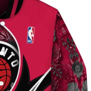 personalized toronto raptors floral print red jacket premium grade jacketwow