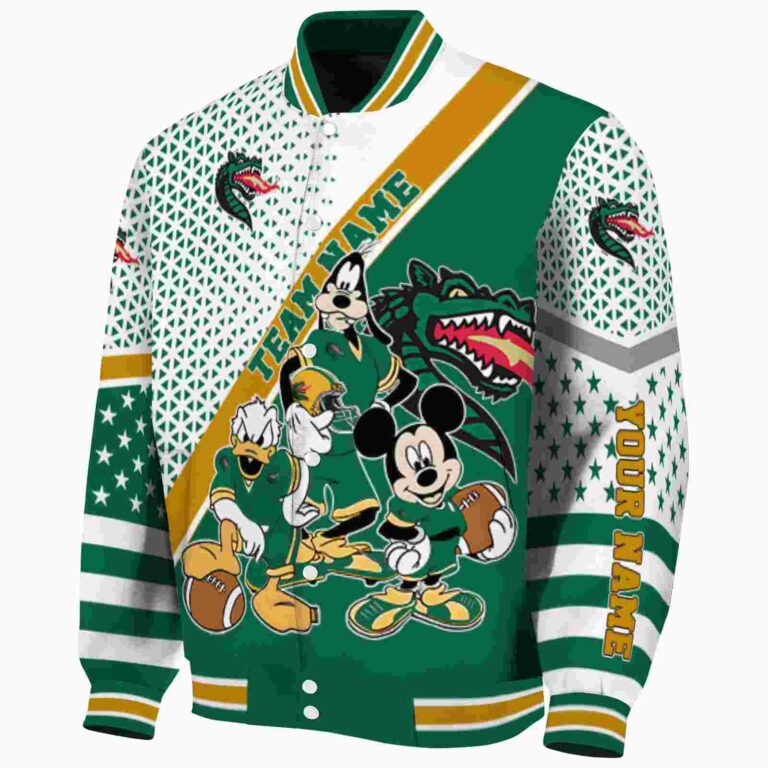 personalized uab blazers mickey donald goofy green white jacket best selling jacketwow
