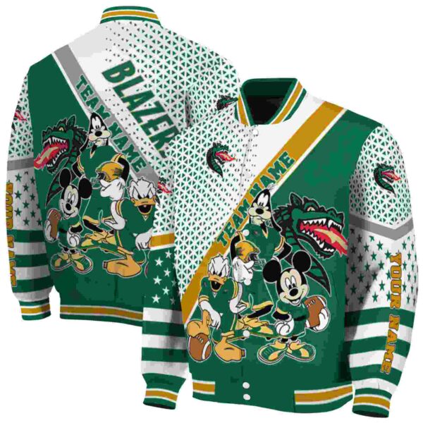 personalized uab blazers mickey donald goofy green white jacket fashion forward jacketwow