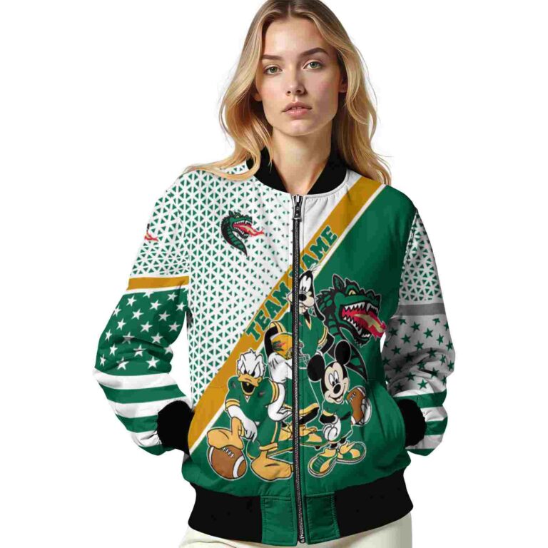 personalized uab blazers mickey donald goofy green white jacket latest model jacketwow
