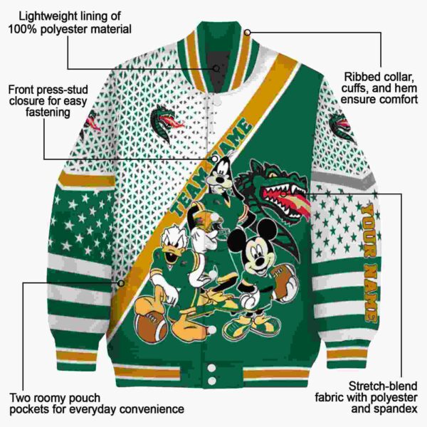 personalized uab blazers mickey donald goofy green white jacket new arrival jacketwow