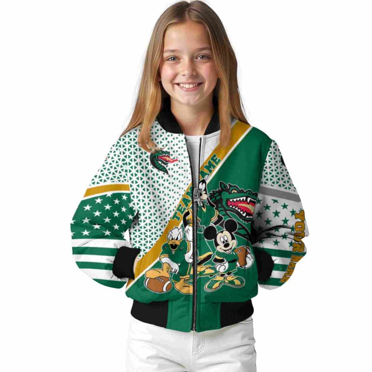 personalized uab blazers mickey donald goofy green white jacket top rated jacketwow