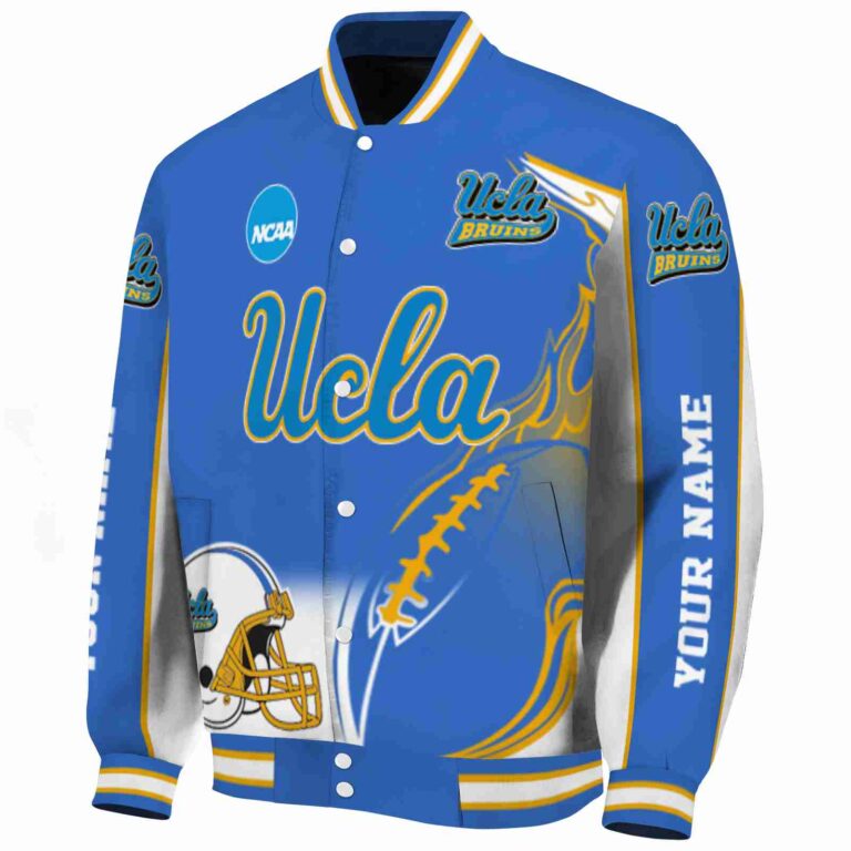 personalized ucla bruins flaming football blue white jacket best selling jacketwow