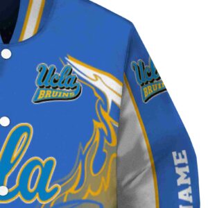 personalized ucla bruins flaming football blue white jacket premium grade jacketwow
