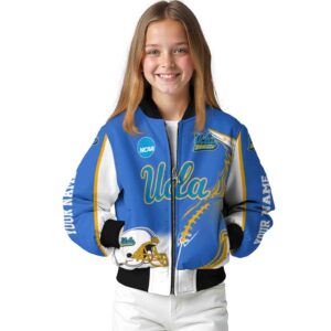 personalized ucla bruins flaming football blue white jacket top rated jacketwow