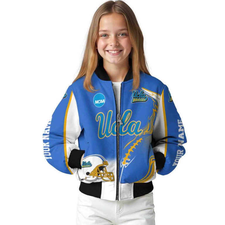 personalized ucla bruins flaming football blue white jacket top rated jacketwow