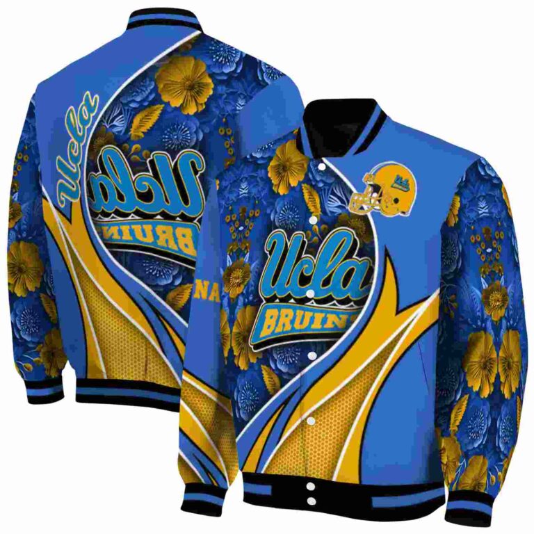 personalized ucla bruins floral print blue jacket fashion forward jacketwow