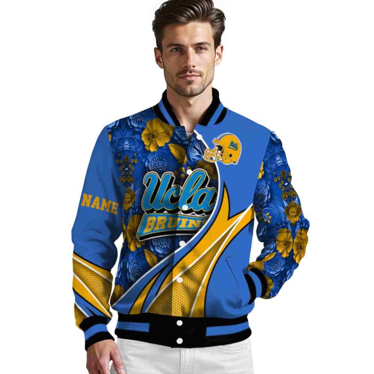 personalized ucla bruins floral print blue jacket high quality jacketwow