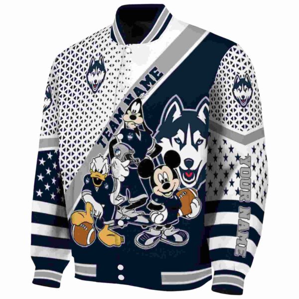 personalized uconn huskies mickey donald goofy blue white jacket best selling jacketwow