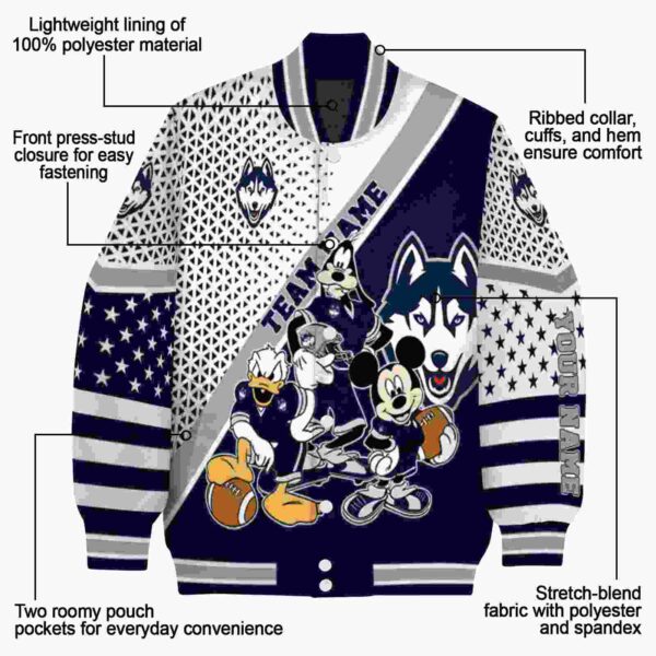 personalized uconn huskies mickey donald goofy blue white jacket new arrival jacketwow