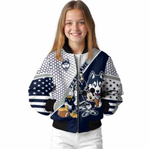 personalized uconn huskies mickey donald goofy blue white jacket top rated jacketwow