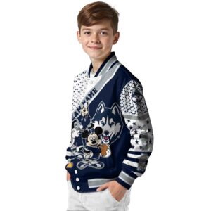 personalized uconn huskies mickey donald goofy blue white jacket trendy jacketwow