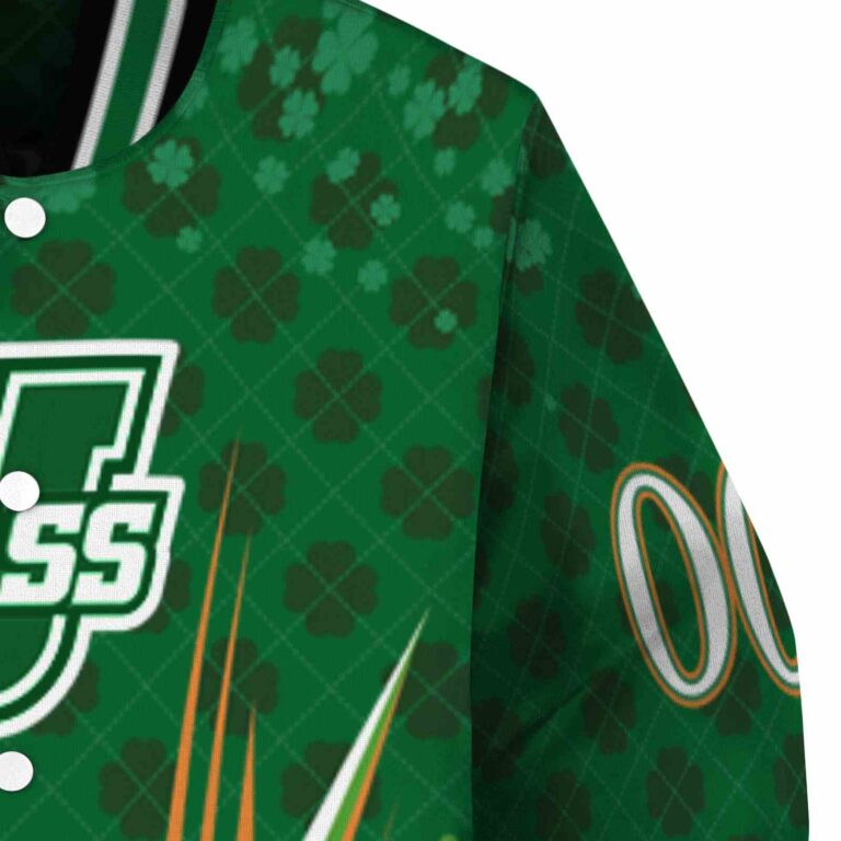 personalized umass minutemen shamrock pattern green jacket premium grade jacketwow