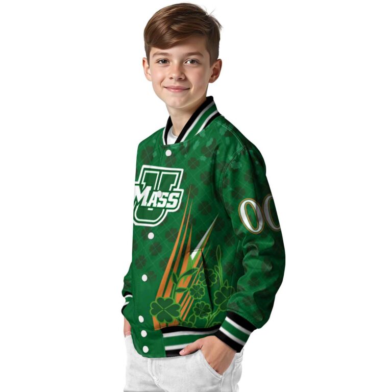 personalized umass minutemen shamrock pattern green jacket trendy jacketwow