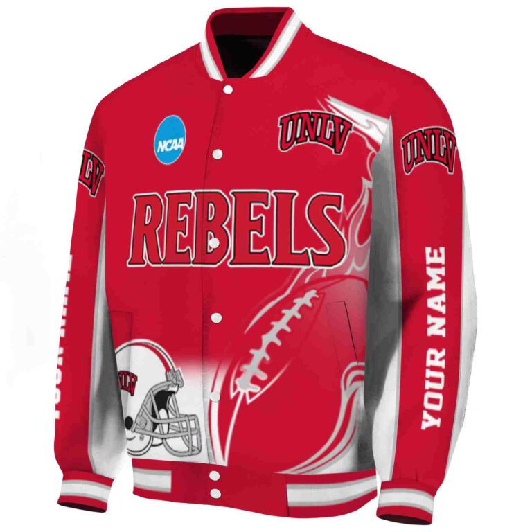 personalized unlv rebels flaming football red white jacket best selling jacketwow