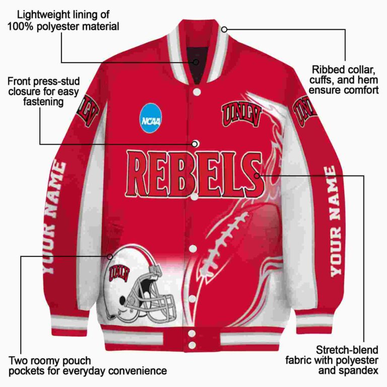 personalized unlv rebels flaming football red white jacket new arrival jacketwow