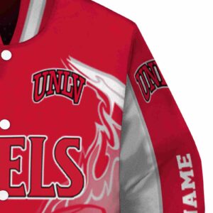 personalized unlv rebels flaming football red white jacket premium grade jacketwow