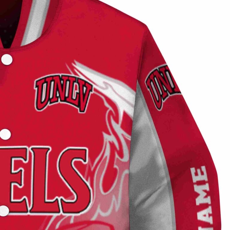 personalized unlv rebels flaming football red white jacket premium grade jacketwow