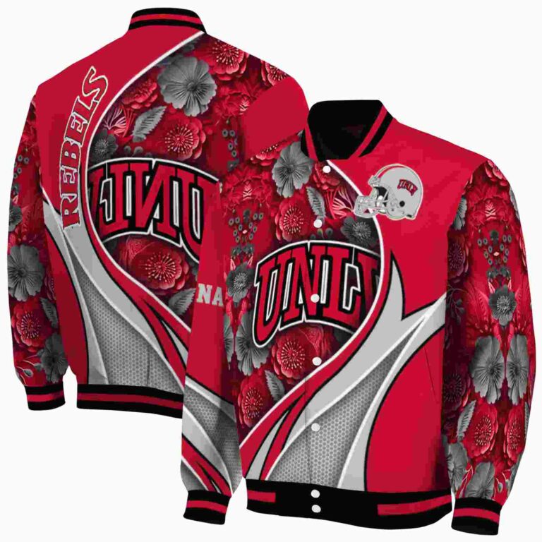 personalized unlv rebels floral print red jacket fashion forward jacketwow