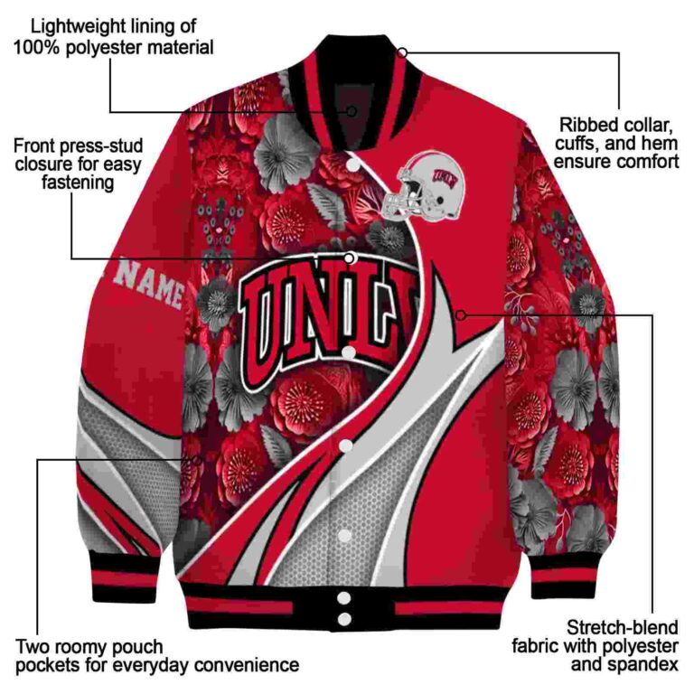 personalized unlv rebels floral print red jacket new arrival jacketwow