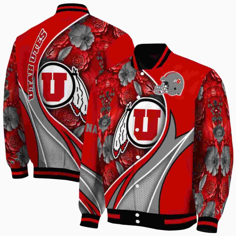 personalized utah utes floral print red jacket fashion forward jacketwow