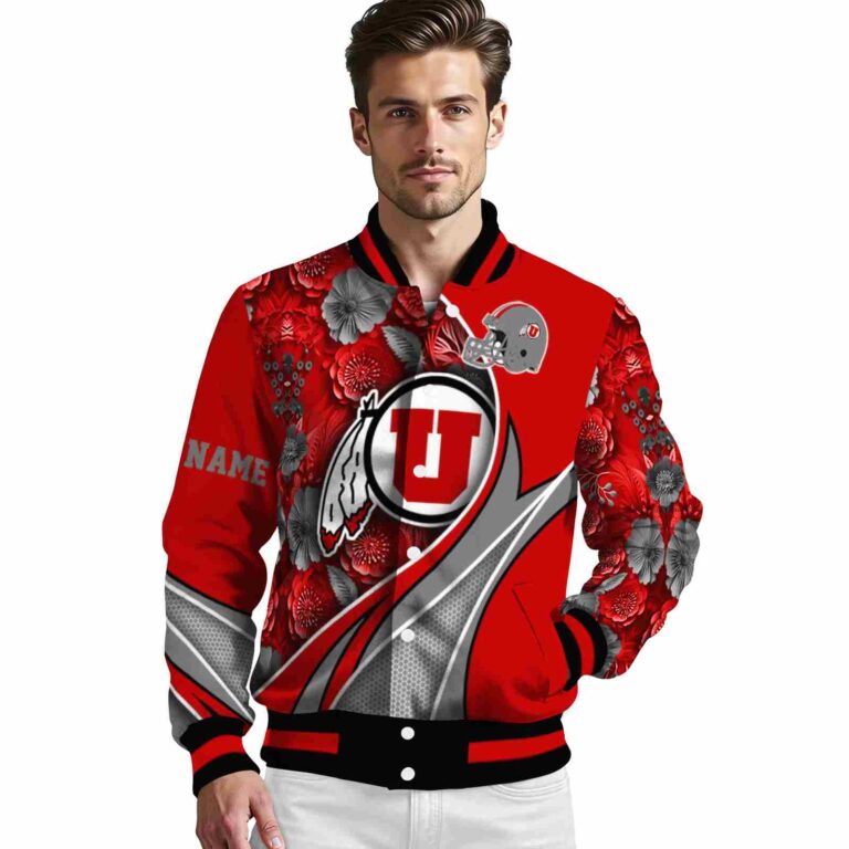personalized utah utes floral print red jacket high quality jacketwow