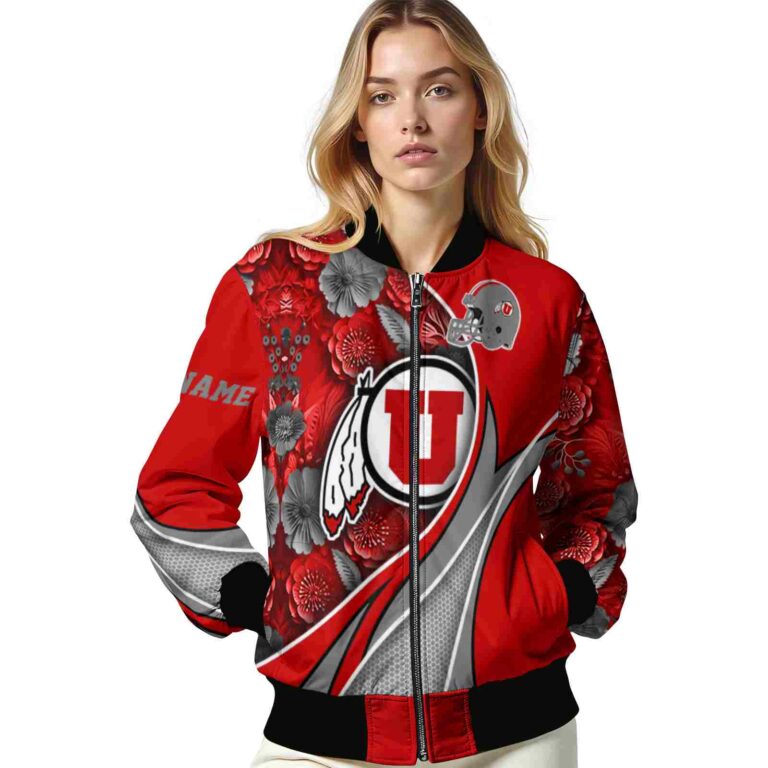 personalized utah utes floral print red jacket latest model jacketwow