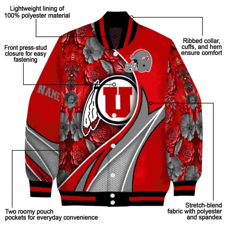 personalized utah utes floral print red jacket new arrival jacketwow