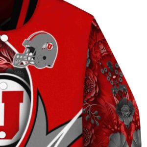 personalized utah utes floral print red jacket premium grade jacketwow