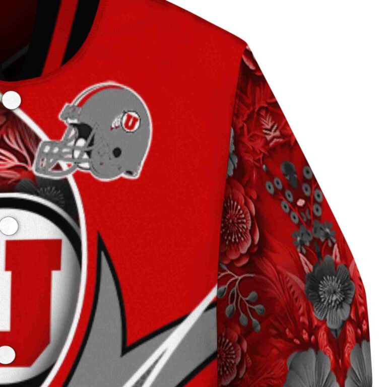 personalized utah utes floral print red jacket premium grade jacketwow