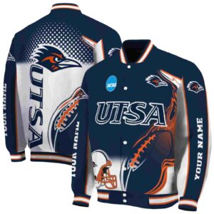 personalized utsa roadrunners flaming football orange white jacket fashion forward jacketwow