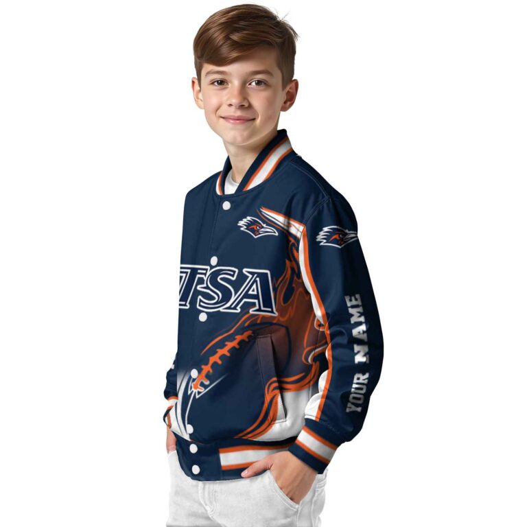personalized utsa roadrunners flaming football orange white jacket trendy jacketwow