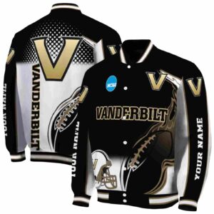 personalized vanderbilt commodores flaming football black white jacket fashion forward jacketwow