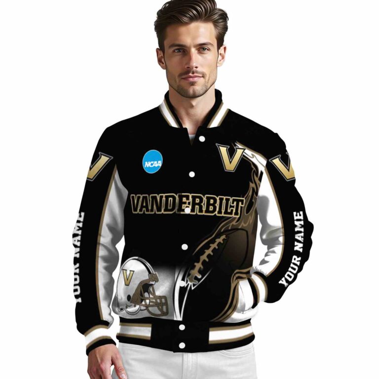 personalized vanderbilt commodores flaming football black white jacket high quality jacketwow