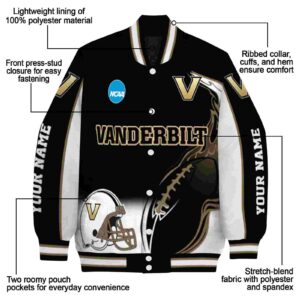 personalized vanderbilt commodores flaming football black white jacket new arrival jacketwow