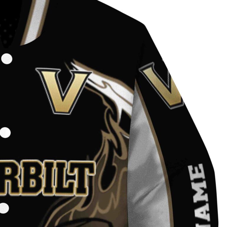 personalized vanderbilt commodores flaming football black white jacket premium grade jacketwow
