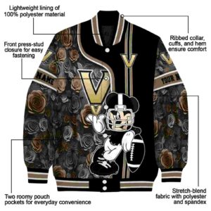 personalized vanderbilt commodores rose mickey black jacket new arrival jacketwow