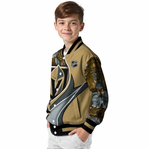 personalized vegas golden knights floral print tan jacket trendy jacketwow