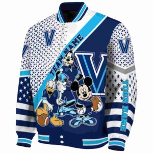 personalized villanova wildcats mickey donald goofy navy white jacket best selling jacketwow