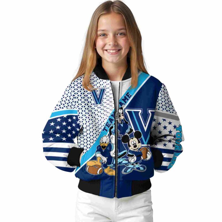 personalized villanova wildcats mickey donald goofy navy white jacket top rated jacketwow