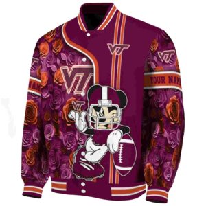 personalized virginia tech hokies rose mickey maroon jacket best selling jacketwow