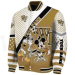 personalized wake forest demon deacons mickey donald goofy gold white jacket best selling jacketwow