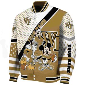 personalized wake forest demon deacons mickey donald goofy gold white jacket best selling jacketwow