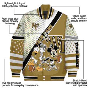 personalized wake forest demon deacons mickey donald goofy gold white jacket new arrival jacketwow